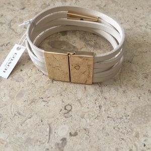 COACH New York white leather multi-strand bracelet